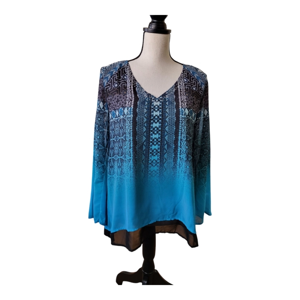 💕Style & Co. Women's Blue Patterned Top‎ Size S New